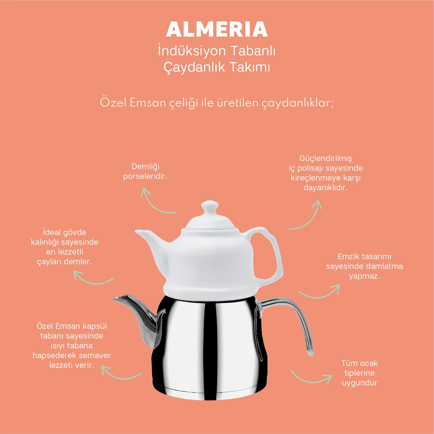 Emsan Almeria Midi Çaydanlık Takımı - Thumbnail