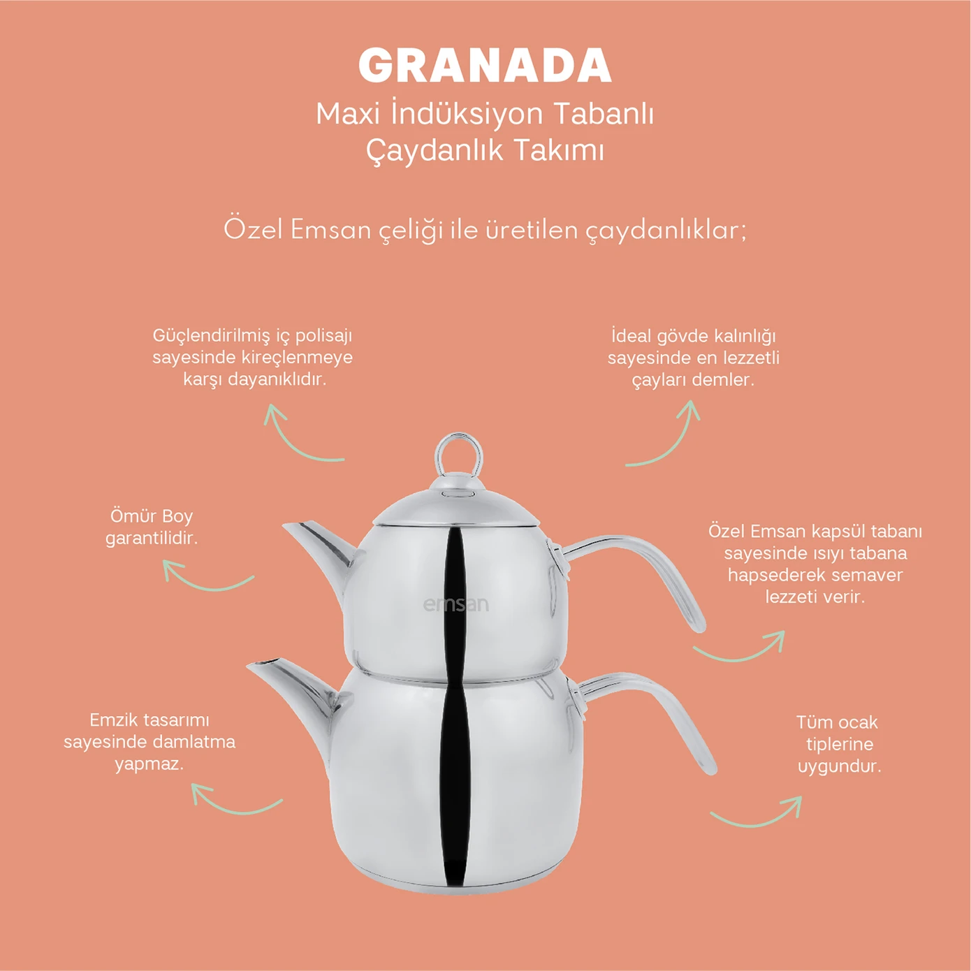 Emsan Granada Maxi Çaydanlık Takımı - Thumbnail