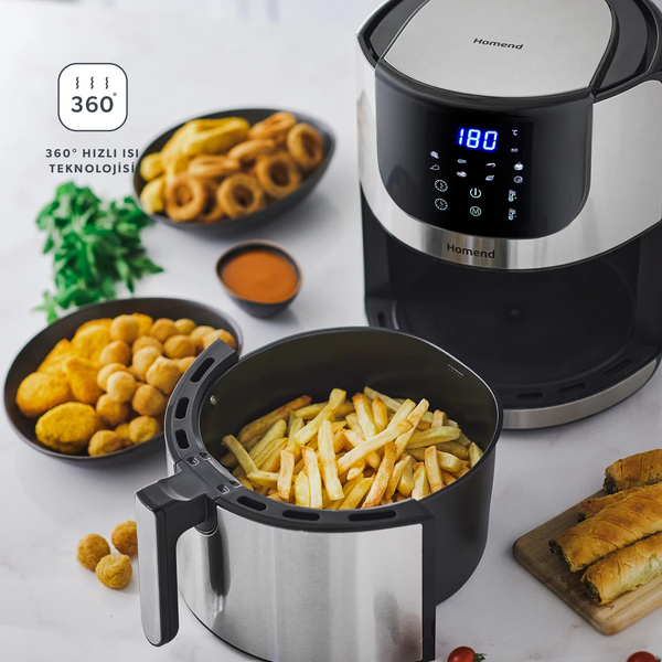 Homend Airfryday 2502H 8 Programlı Dokunmatik Ekranlı 5 L Airfryer