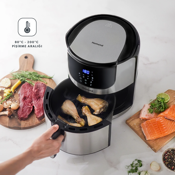 Homend Airfryday 2502H 8 Programlı Dokunmatik Ekranlı 5 L Airfryer