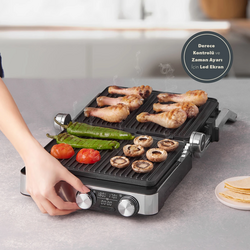 Homend Grilliant 1340H Inox Gövde Alt ve Üst Sıcaklığı Ayrı Kontrol Edilebilen Döküm Plakalı Tost ve Izgara Makinesi - Thumbnail