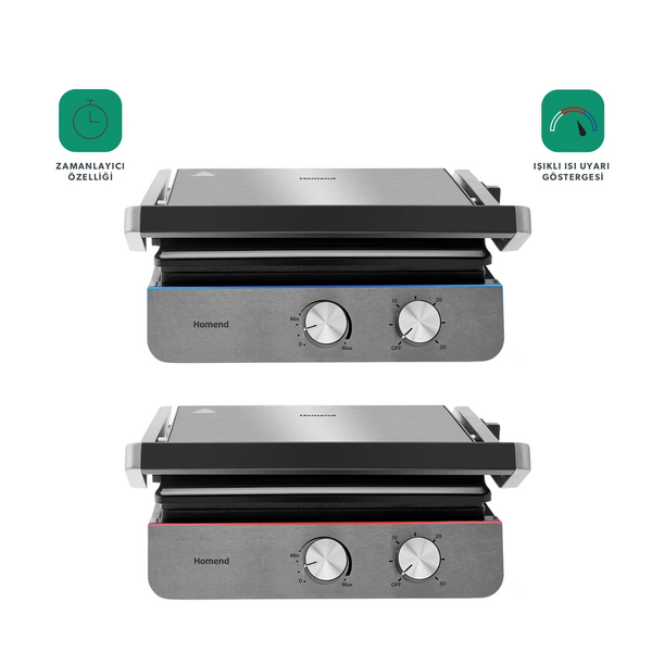 Homend Grilliant 1344H Inox Gövdeli, Döküm Plakalı Tost ve Izgara Makinesi