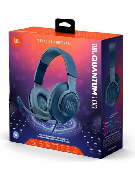 JBL QUANTUM 100 Kulak Üstü Gaming Kulaklık Mavi ( JBL Türkiye Garantili )