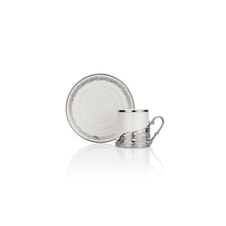 Schafer - Schafer Glim 2 Kişilik Kahve Fincan Seti Gümüş