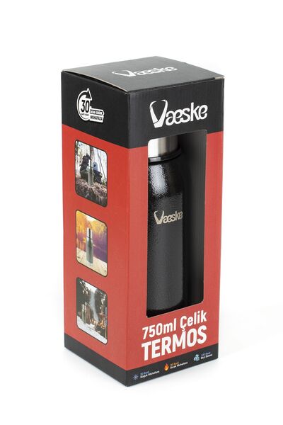 Vaeske Paslanmaz Çelik Termos 750 ml Siyah