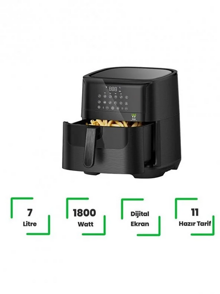 Wiami Airfryer 7 L Akıllı Yağsız Hava Fritözü Siyah (Wiami Türkiye Garantili)