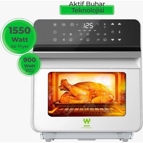 Wiami Buharlı Airfryer 10.5 L Yağsız Fritöz Beyaz (Wiami Türkiye Garantili)