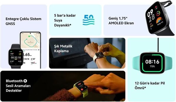 Xiaomi Redmi Watch 3 Akıllı Saat Siyah (Xiaomi Türkiye Garantili)